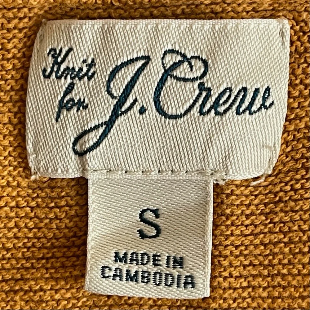 J. Crew Women's Mustard Yellow Knit Cotton Crewneck Sweater Size S